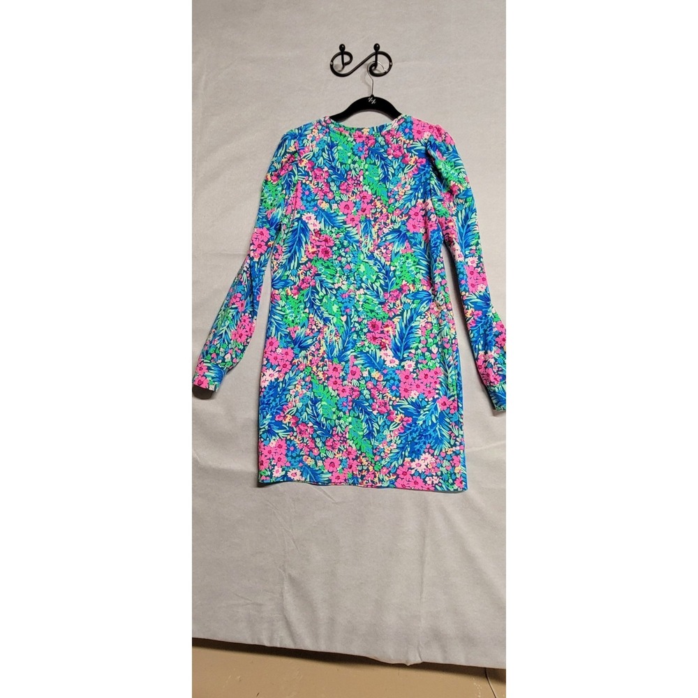 Multicolored Floral Print LS Lilly Pulitzer Short Dress Size M - Picture 2 of 8